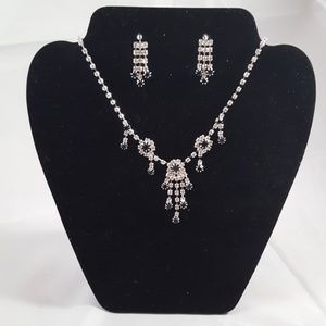 Black and Rhinestone Necklace Set